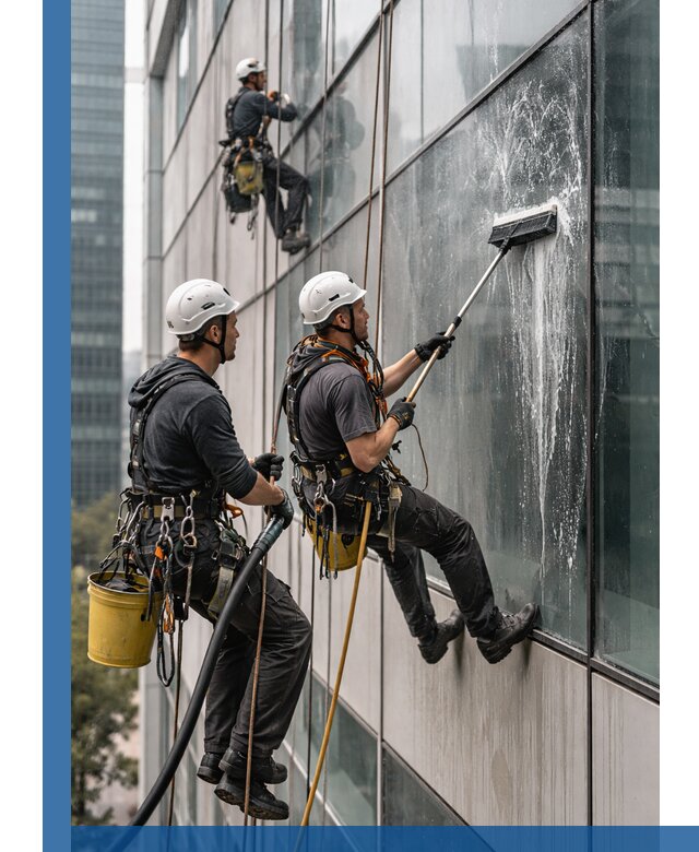 Профессиональная высотная мойка фасадов зданий в Махачкале