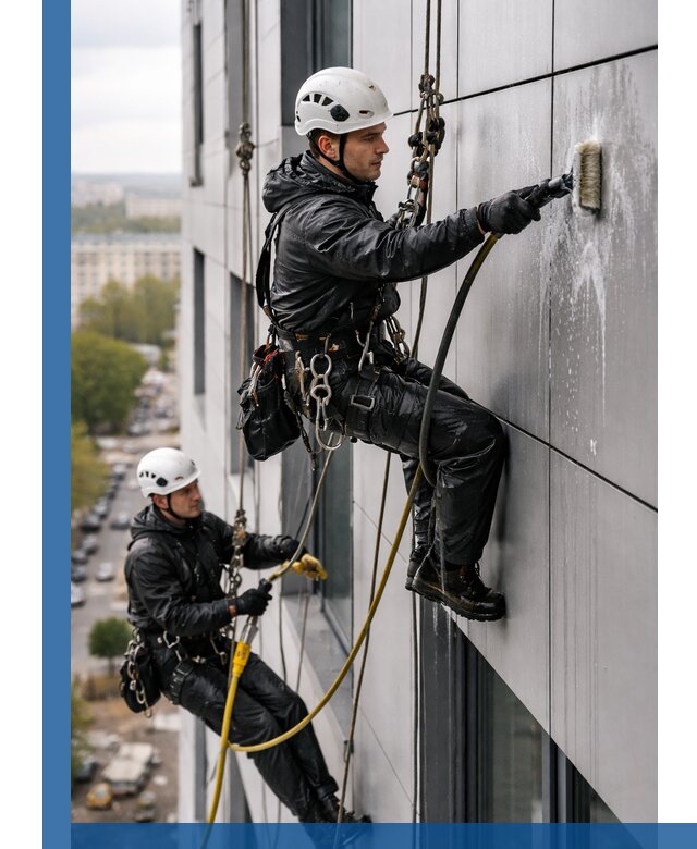 Профессиональная мойка фасада из композита в Махачкале