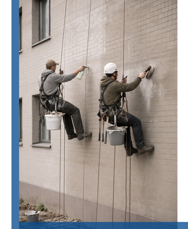 Удаление высолов с фасада зданий в Махачкале без повреждений и следов