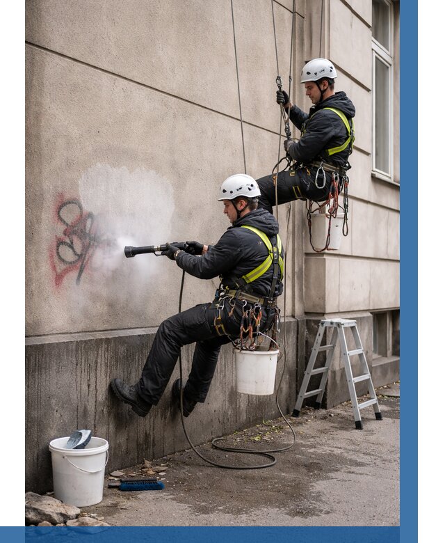 Удаление граффити с фасада в Махачкале от 4660 р. | ВЫСОТНИК-Мхч