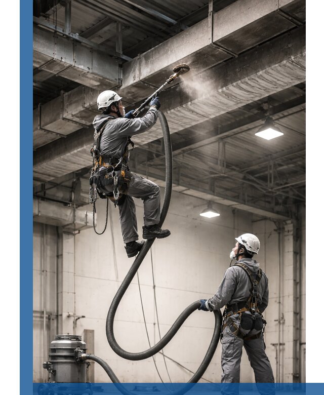 Обеспыливание потолочных конструкций в Махачкале промышленным альпинизмом