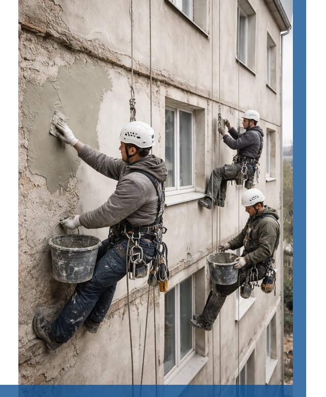 Ремонт штукатурного фасада в Махачкале от 777 р. под ключ | ВЫСОТНИК-Мхч