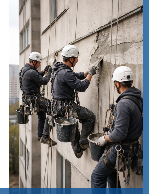 Ремонт бетонных элементов фасада в Махачкале от 2589 р. | ВЫСОТНИК-Мхч