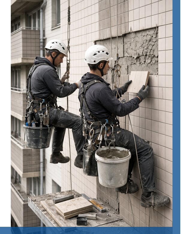 Ремонт облицовки фасада плиткой в Махачкале от 1864 р. | ВЫСОТНИК-Мхч