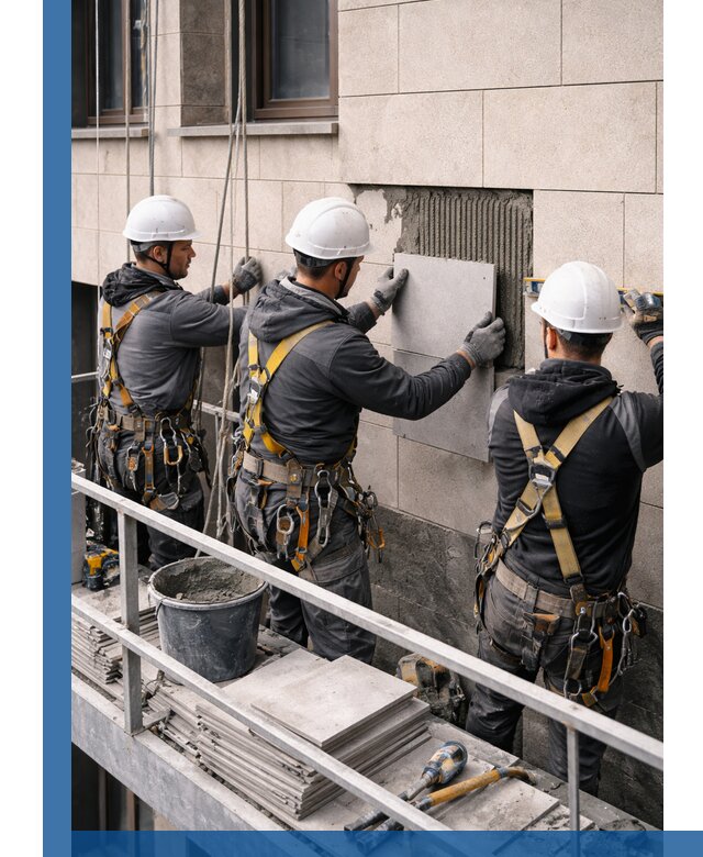 Ремонт облицовки фасада плиткой в Махачкале с гарантией