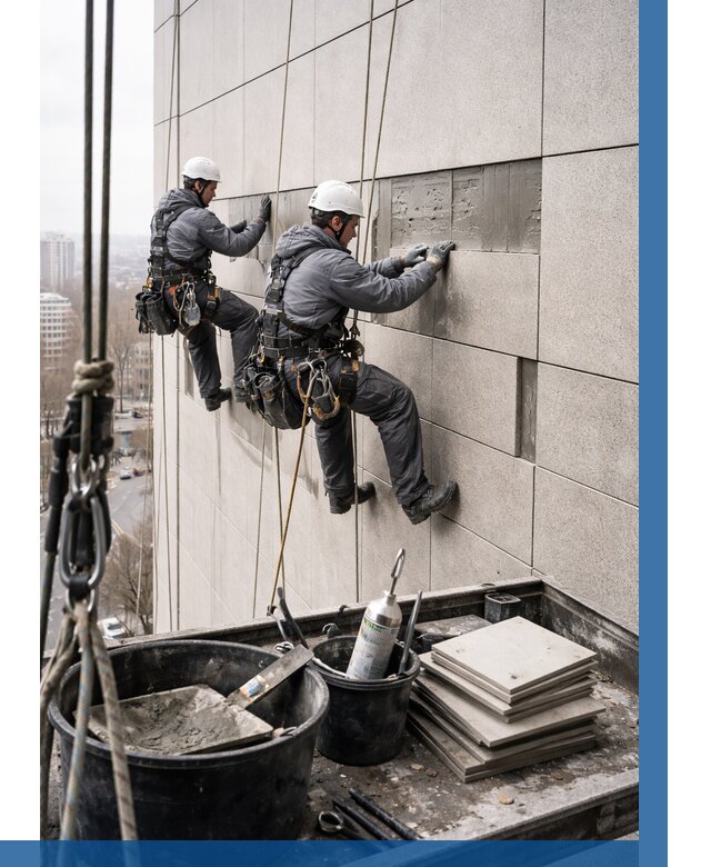 Ремонт фасада из керамогранита в Махачкале от 2589 р. | ВЫСОТНИК-Мхч