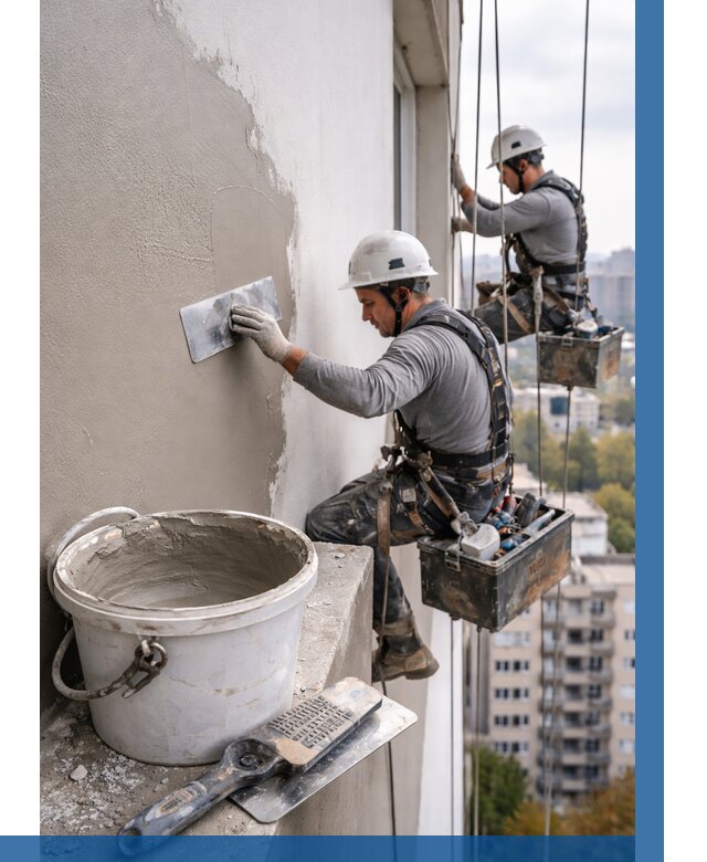 Шпаклевка фасада на высоте в Махачкале от 725 р. | ВЫСОТНИК-Мхч