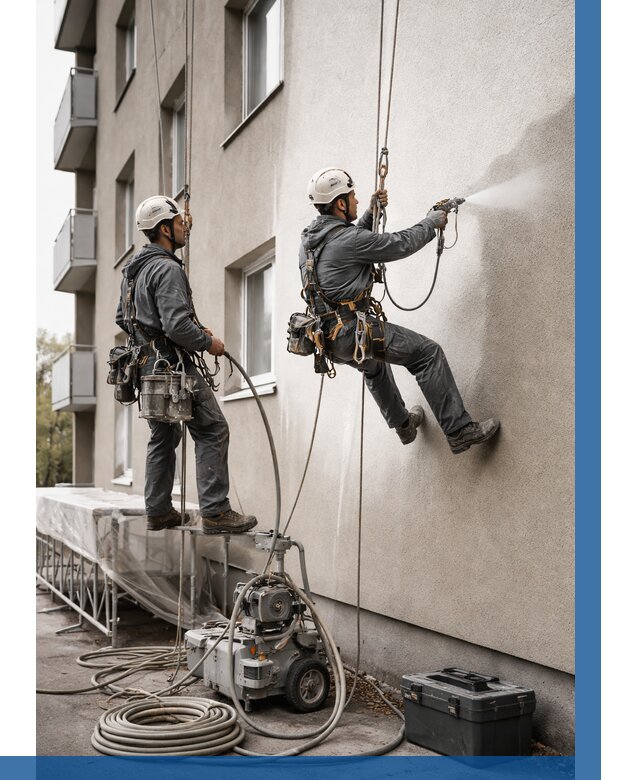 Безвоздушная покраска фасада в Махачкале от 228 р/м² | ВЫСОТНИК-Мхч