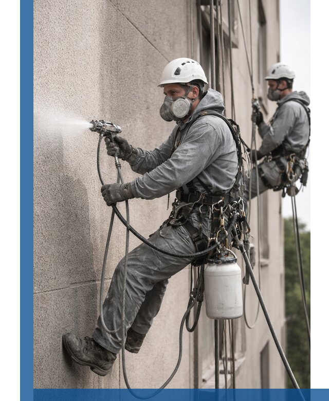 Безвоздушная покраска фасадов зданий в Махачкале профессионально