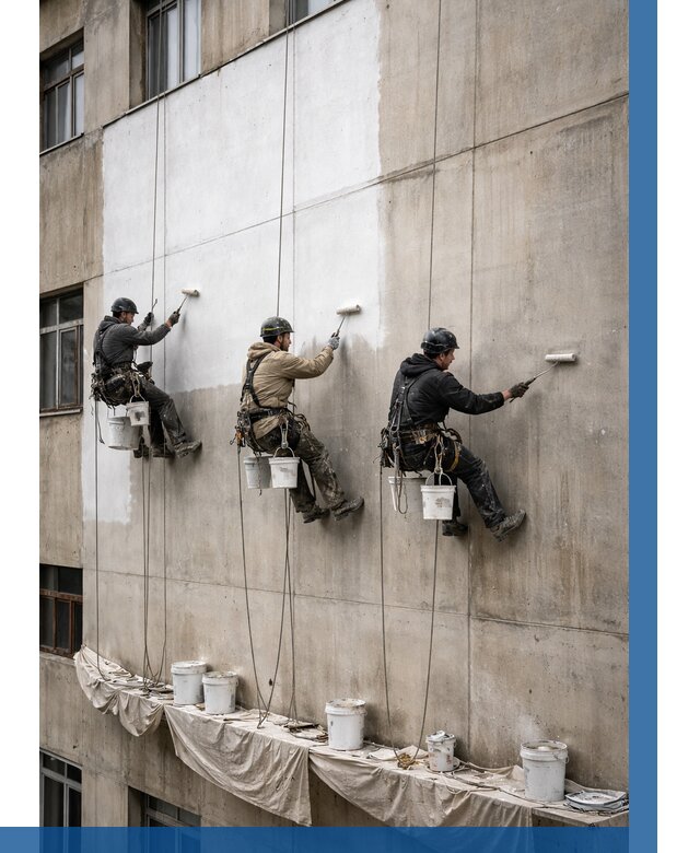 Покраска бетонного фасада в Махачкале от 362 р за м2 | ВЫСОТНИК-Мхч