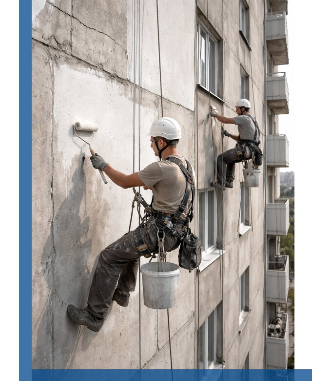 Покраска бетонного фасада в Махачкале для жилых и промышленных объектов