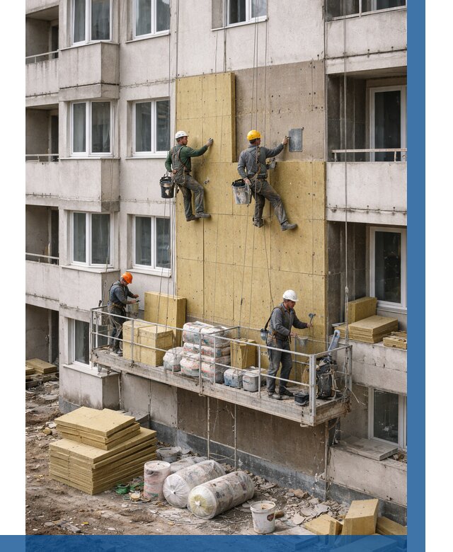 Утепление фасада минватой в Махачкале от 1553 р. | ВЫСОТНИК-Мхч