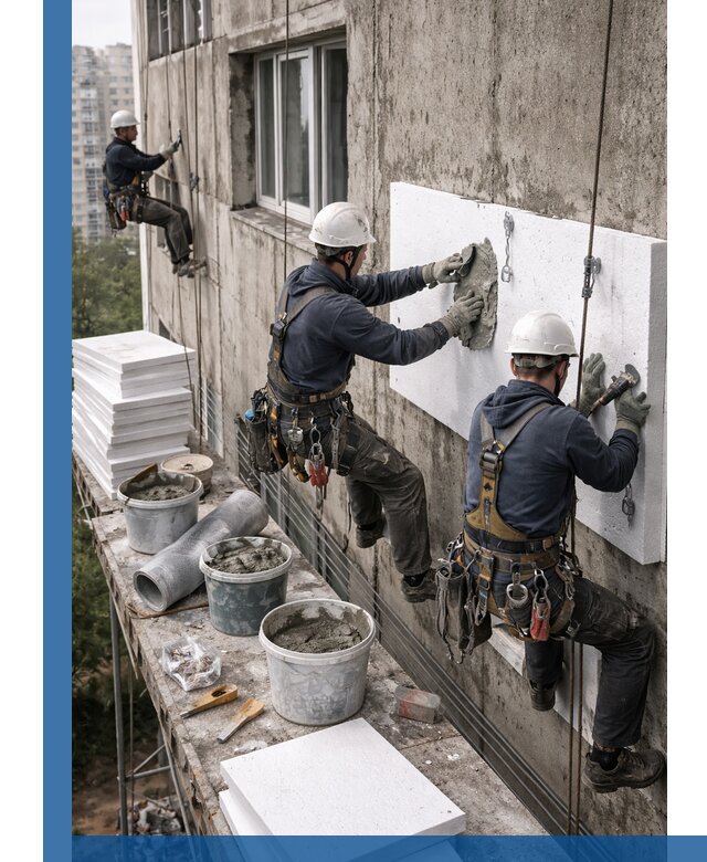 Утепление фасада пенополистиролом в Махачкале под ключ