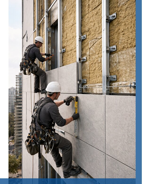 Монтаж вентилируемого фасада в Махачкале от 3624 р. | ВЫСОТНИК-Мхч