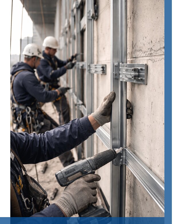 Монтаж подсистемы вентфасада в Махачкале от 880 р. | ВЫСОТНИК-Мхч