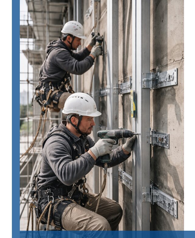 Монтаж и крепление подсистемы вентфасада в Махачкале