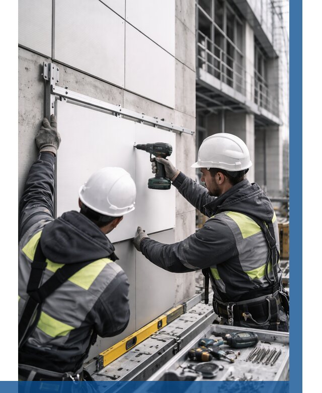 Монтаж композитных панелей фасада в Махачкале от 2589 р. | ВЫСОТНИК-Мхч