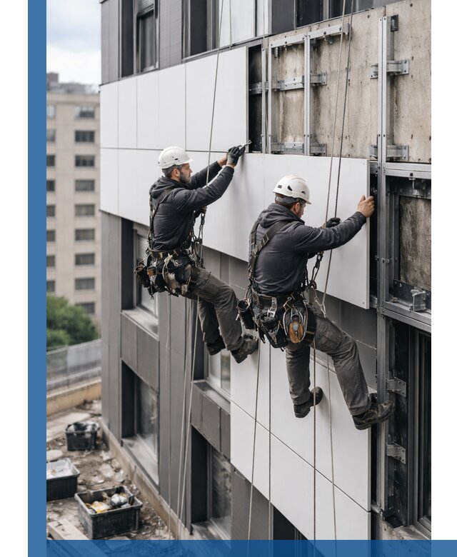 Монтаж композитных панелей фасада в Махачкале под ключ