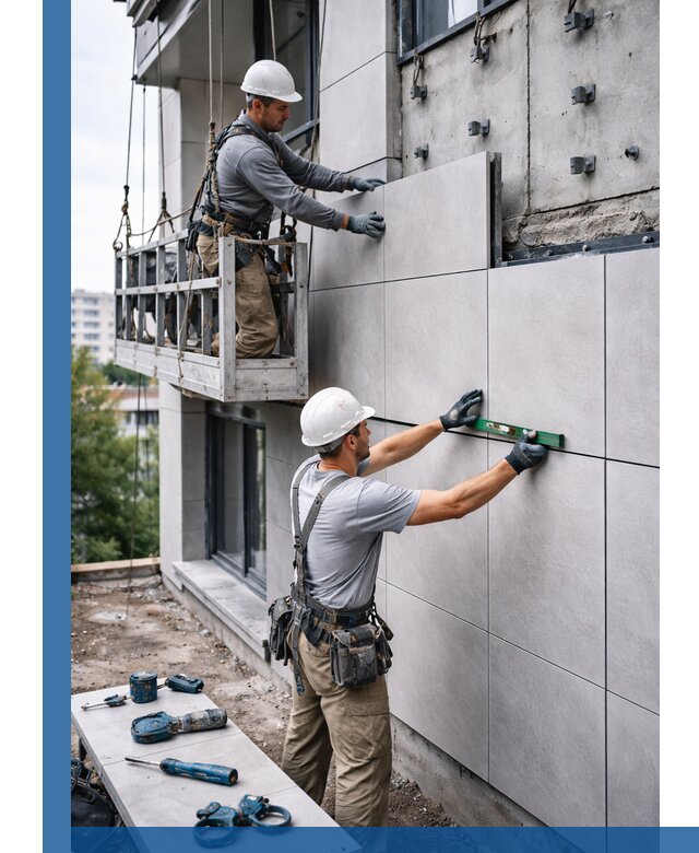 Монтаж керамогранита на фасад в Махачкале под ключ с гарантией качества