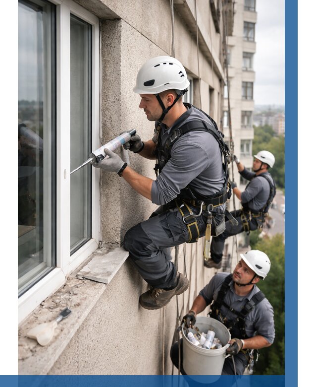 Герметизация оконных швов снаружи в Махачкале от 1553 р. | ВЫСОТНИК-Мхч