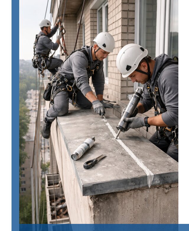 Герметизация балконного козырька в Махачкале профессионально