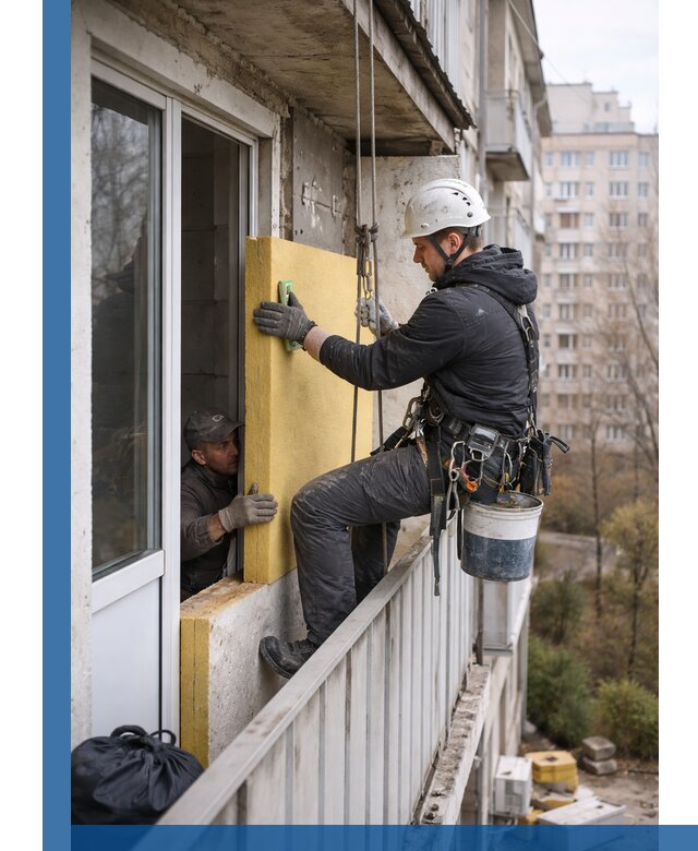 Профессиональное утепление балкона снаружи в Махачкале под ключ