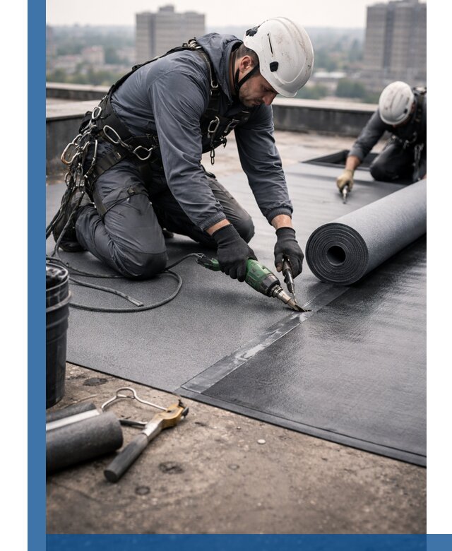 Ремонт мягкой кровли в Махачкале с выездом промальпинистов