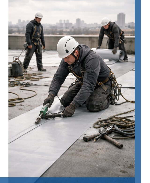 Ремонт мембранной кровли в Махачкале от 1864 р./м2 | ВЫСОТНИК-Мхч