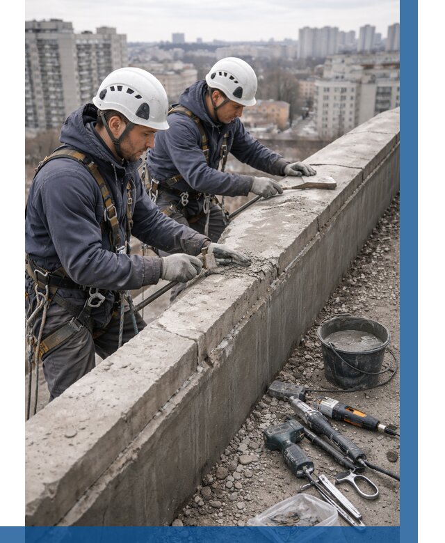 Ремонт парапета на кровле в Махачкале от 1553 р. | ВЫСОТНИК-Мхч