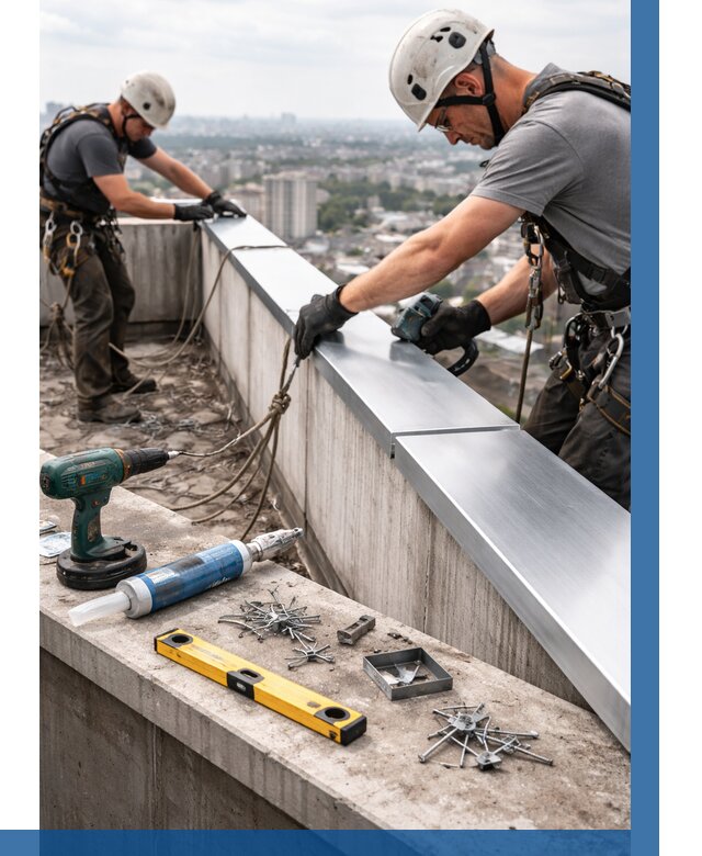 Монтаж парапетных крышек в Махачкале от 828 р. | ВЫСОТНИК-Мхч