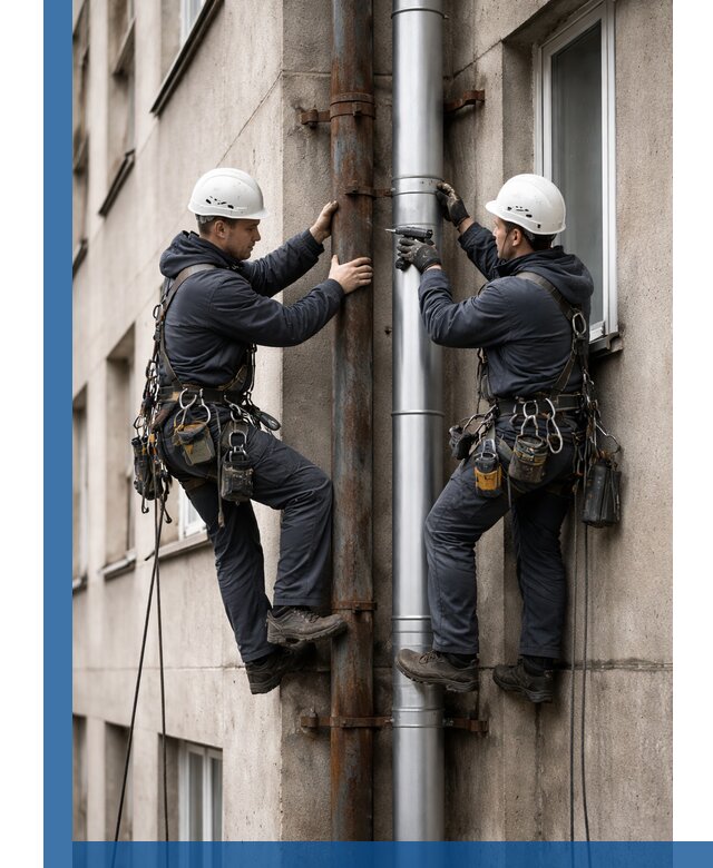 Замена водосточных труб в Махачкале: монтаж и демонтаж под ключ