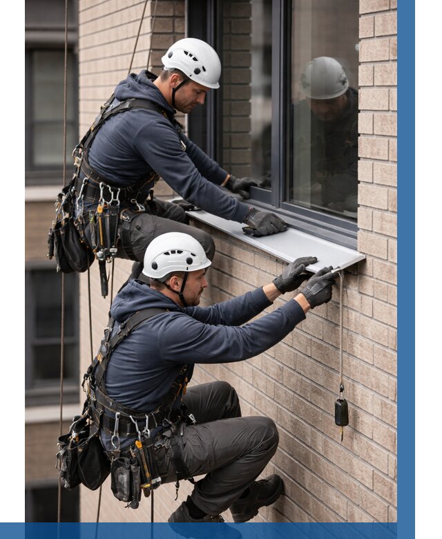 Монтаж оконных отливов под ключ в Махачкале от 3624 р. | ВЫСОТНИК-Мхч