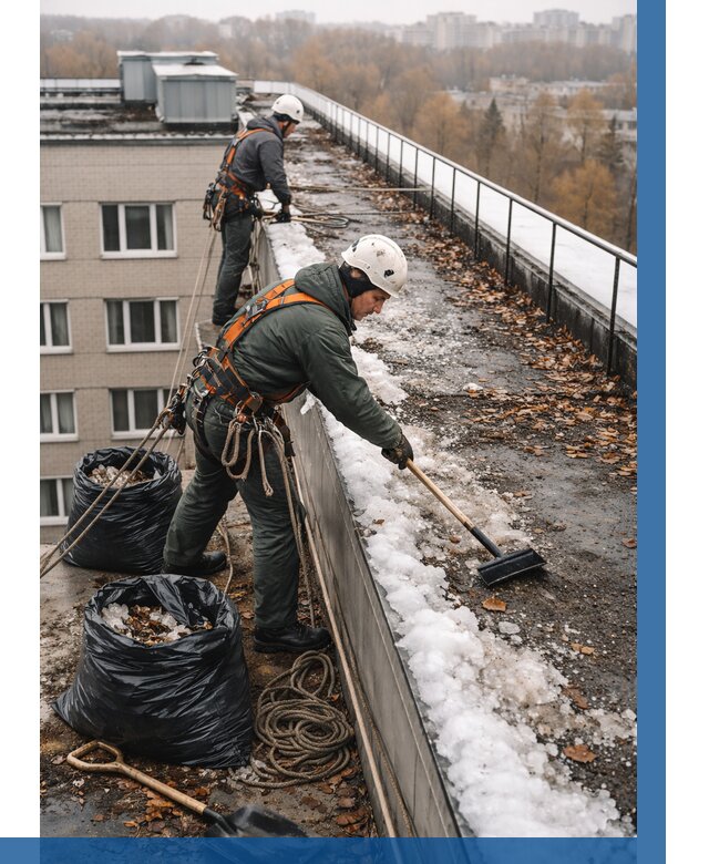 Очистка кровли по периметру в Махачкале от 570 р. | ВЫСОТНИК-Мхч