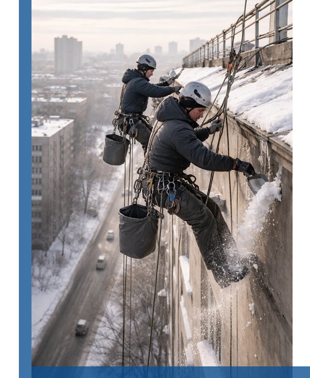 Очистка карнизов от снега в Махачкале профессионально и безопасно