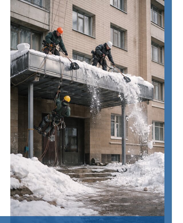 Очистка козырьков от снега в Махачкале от 3624 р. | ВЫСОТНИК-Мхч