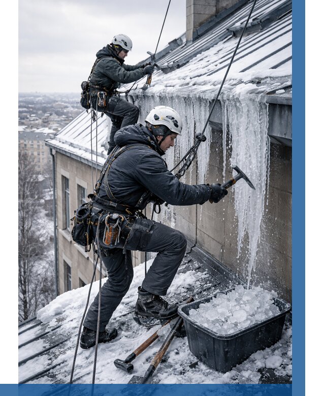 Удаление наледи с кровли в Махачкале от 5695 р. | ВЫСОТНИК-Мхч