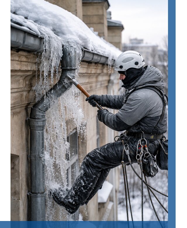 Очистка водостоков от льда в Махачкале от 3624 р. | ВЫСОТНИК-Мхч