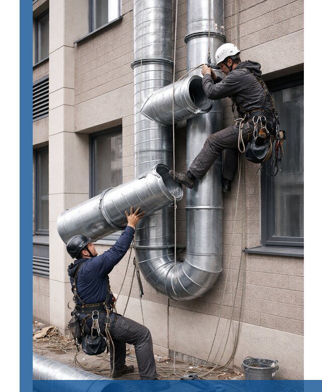 Монтаж фасадных воздуховодов в Махачкале с герметизацией и крепежом