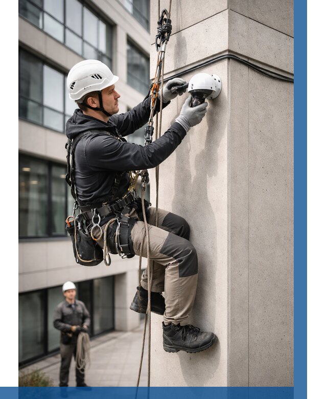 Монтаж камер видеонаблюдения на фасаде в Махачкале от 8802 р.-ВЫСОТНИК-Мхч