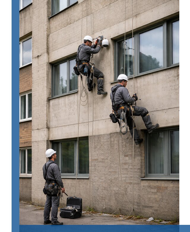 Монтаж фасадных камер видеонаблюдения в Махачкале под ключ