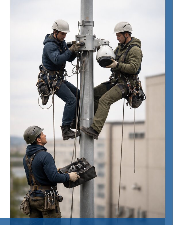 Установка видеокамер на мачте в Махачкале от 8802 р. | ВЫСОТНИК-Мхч