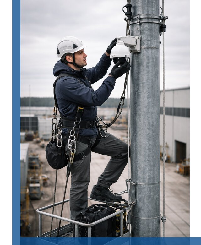 Профессиональная установка видеокамер на мачте в Махачкале