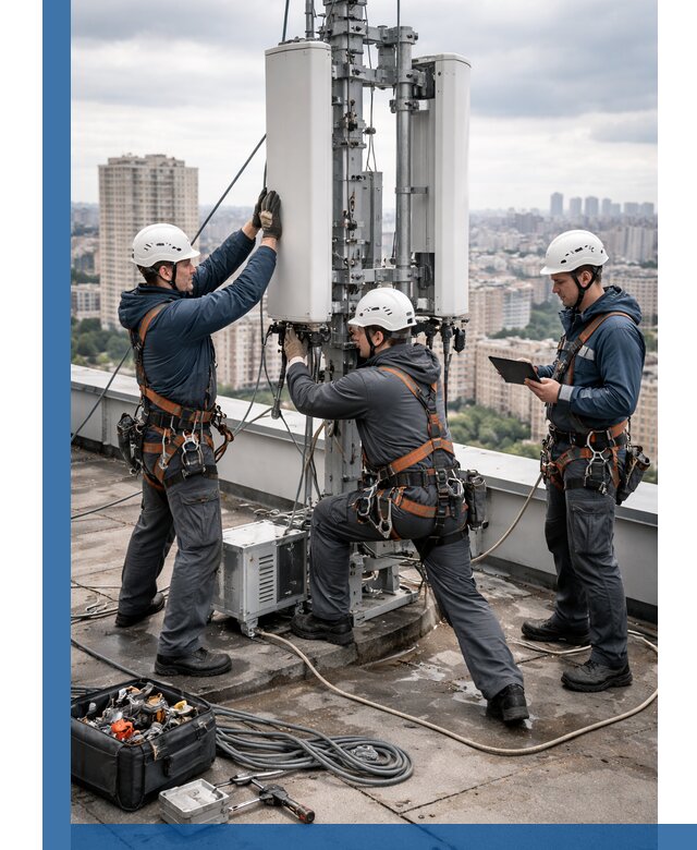 Монтаж антенн связи на крыше в Махачкале с вводом в эксплуатацию