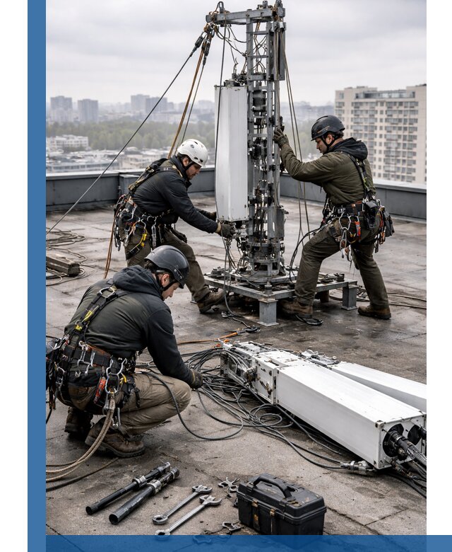 Демонтаж антенн на крыше зданий в Махачкале с гарантией