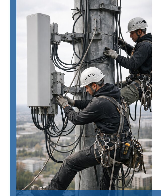 Монтаж оборудования связи на мачте в Махачкале с пусконаладкой