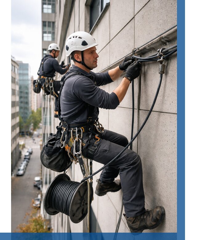 Прокладка кабеля по фасаду в Махачкале от 362 р. | ВЫСОТНИК-Мхч