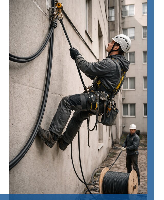 Протяжка кабеля питания на высоте в Махачкале от 466 р. | ВЫСОТНИК-Мхч