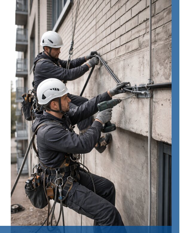 Крепление кабеля на фасаде в Махачкале от 362 р. | ВЫСОТНИК-Мхч