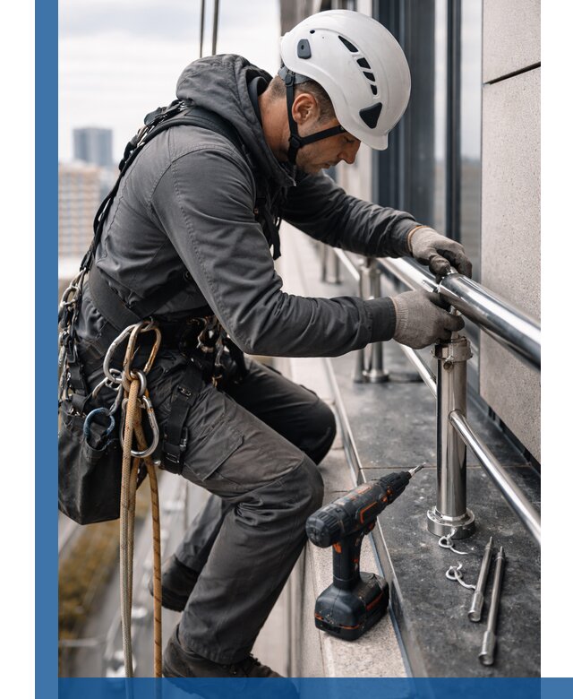 Монтаж ограждений на высоте в Махачкале для зданий и конструкций