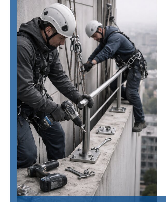 Монтаж перил на высоте в Махачкале для жилых и промобъектов